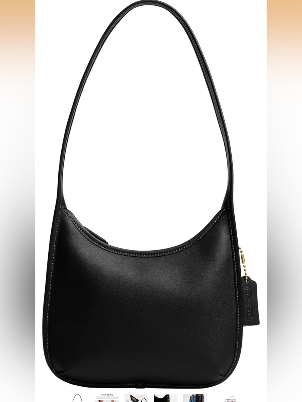 Coach Curve Zip Black Leather Shoulder Bag